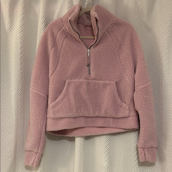Lululemon Cozy Pink Tumbled Fleece Half Zip Pullover - Picture 1 of 7